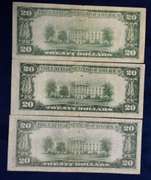 Lot Of 3 Old Twenty Dollar Bills