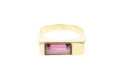 14K Yellow Gold Purple Tourmaline Squared Stacking Band Ring