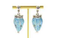Sterling Silver Melesio Villarreal Taxco Enamel Ornate Snake Earrings
