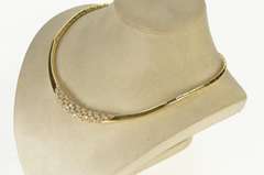 14K Yellow Gold 2.80 Ctw Diamond Cluster Bar Collar Chain Necklace