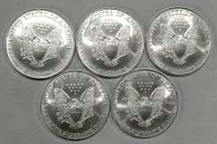 5 Liberty 1 oz .999 Fine Silver One Dollar Coins Year 2001