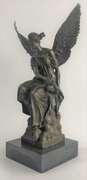 Beautiful Angel sits on Celestial Throne Bronze Sculpture