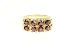10K Yellow Gold Art Deco Squared Garnet Statement Band Ring