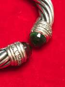 David Yurman 9mm Sterling Silver Prasiolite & Diamonds Hinge Cable Bracelet