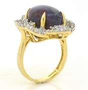 Very Rare Unheated Massive 18.64CTS Natural Star Ruby & White Sapphire Ring in Vermeil
