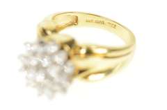 14K Yellow Gold 0.72 Ctw Diamond Retro Round Cluster Ring