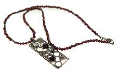 Sterling Silver Pendant on Beaded Gemstone