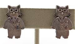 Mexico Sterling Silver Cat Clip Earrigs