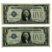 1928 A & 1928 B $ 1 Funnyback Silver Certificates