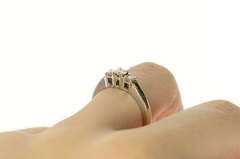 14K White Gold 0.27 Ctw Three Stone Diamond Engagement Ring