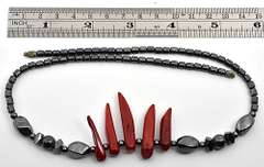 Unusual Hemetite and Oxblood Coral Necklace