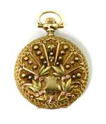 Exquisite 14K Multicolor-Gold Ladies Pocketwatch