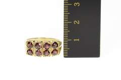 10K Yellow Gold Art Deco Squared Garnet Statement Band Ring