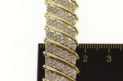 14K Yellow Gold 2.30 Ctw Diamond Encrusted Bar Link Statement Bracelet
