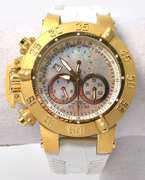 Invicta  Quartz Watch With White Leather Strap