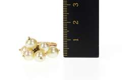 18K Yellow Gold Retro Pearl Beaded Fringe 1960's Statement Ring
