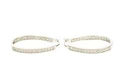 10K White Gold 1.00 Ctw Diamond Inside Outside Oval Hoop Earrings
