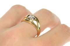 14K Yellow Gold Men's 1960's Classic Diamond Swirl Wedding Ring