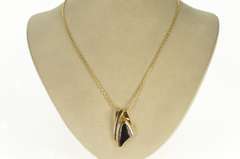 14K Yellow Gold Black Onyx Ornate Diamond Channel Statement Pendant