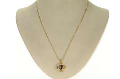 14K Yellow Gold 1930's Victorian Seed Pearl Enamel Fraternity Pendant