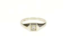 14K White Gold 1940's Simple Diamond Solitaire Promise Ring