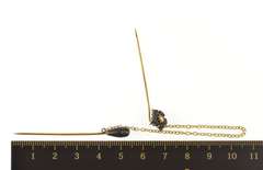 18K Yellow Gold Bakelite Flower Carved Tear Drop Seed Pearl Stick Pin