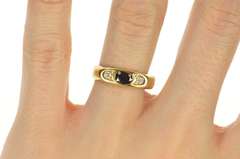 18K Yellow Gold 0.37 Ctw Natural Sapphire Diamond Accent Ring