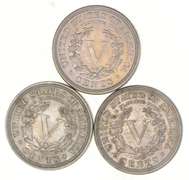 Lot (3) 1906 1908 & 1912 Liberty V Nickels