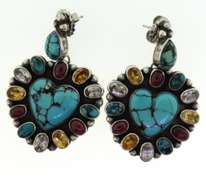 Sterling Silver Heart Shape Turquoise Drop Earrings