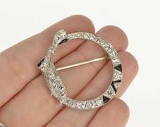 Platinum 1.50 Ctw Diamond Art Deco Bow Ribbon Circle Pendant