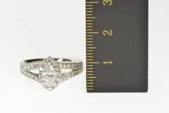 14K White Gold 1.50 Ctw Marquise Diamond Halo Engagement Ring