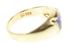 10K Yellow Gold Faceted Syn. Sapphire Men's Statement Ring