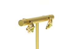 14K Yellow Gold Trillion Peridot Ornate Wavy Stud Earrings