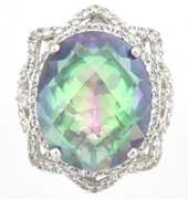 Colorful Mystic Topaz & White Topaz Ring in Sterling Silver