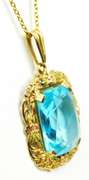 Stunning 10K Tri-Color Gold Topaz Pendant & Chain