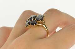 10K Yellow Gold Deep Navy Sapphire Oval Cluster Cocktail Ring