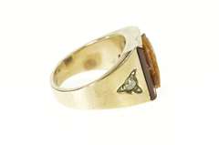 14K Yellow Gold Men's Tiger's Eye Diamond Accent Statement Ring
