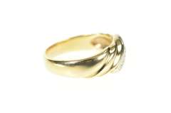 14K Yellow Gold Diamond Striped Classic Wedding Band Ring