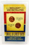 1960 Lincoln Memorial Small & Large Date Pennies w/COA