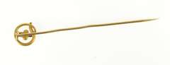14K Yellow Gold Pearl Inset Shamrock Clover Victorian Stick Pin