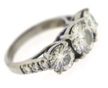 Fancy White Gold 3 Stone Moissanite Ring