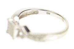 10K White Gold Pave Diamond Inset Squared Promise Ring