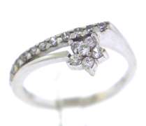18K white Gold Crystal Flower Ring