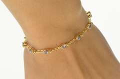 14K Yellow Gold Pear Tanzanite Diamond Accent Bar Link Bracelet