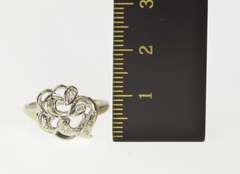 14K White Gold Retro Diamond Inset Wavy Heart Statement Ring