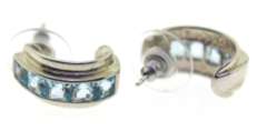 Sterling Silver Blue Topaz Hoop Earrings