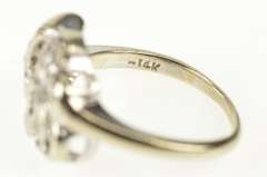 14K White Gold Retro Diamond Inset Wavy Heart Statement Ring