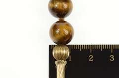 Gold Filled Retro Tiger's Eye Twist Bead Opera Chain Necklace