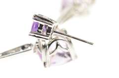14K White Gold Amethyst Diamond Drop Dangle Statement Earrings