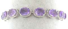 Adorable Amethyst & Diamond Bracelet in Platinum-Plated Silver